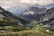 Panorama of lake Seebensee during spring with mountain peak Zugspitze, Ehrwald Austria