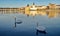 Panorama. Landmark attraction landscape in Prague: Charles Bridge - Karluv most - Vltava river - Czech Republic