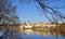 Panorama. Landmark attraction landscape in Prague. Historic Prague with Vltava River - Czech Republic