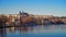 Panorama. Landmark attraction landscape in Prague: Prague Castle, Catholic Saint Vitus Cathedral and Vltava River- Czech Republic
