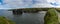 Panorama landscape of the Ballybunion Cliff Walk and rugged cliffs and seashore in County Kerry