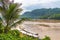 Panorama landscape and boats Mekong river and Luang Prabang Laos