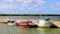Panorama landscape boats port harbor ferries Puerto de ChiquilÃ¡ Mexico
