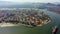 Panorama landscape of coast city of Santos state of Sao Paulo Brazil.