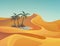 Panorama or landscape of desert with oasis