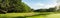 panorama landscape golf crouse with sunlight
