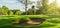 panorama landscape golf crouse with sunlight