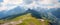 Panorama landscape Mannlichen mountain with view to famous swiss alps and lauterbrunnen valley