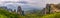 Panorama of the landscape of monastery and rock formation in Meteora, Greece