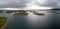 Panorama landscape of Rosmoney Pier and marina and the drumlin islands of Clew Bay