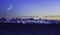 Panorama landscape view of Alps in Switzerland from the top of Rigi Kulm on twilight time and C-shaped of the moon