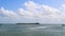 Panorama landscape view Holbox island with boat birds nature Mexico