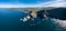 Panorama landscape view of the Kerry Cliffs and Iveragh Peninsula in County Kerry of Ireland