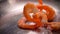 Panorama of large delicious shrimps falling in a water with splashes