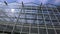 Panorama of a large glass greenhouse. Exterior modern greenhouses. Appearance of the glass new greenhouse