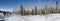 Panorama - Large group of snowshoe hikers