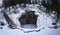 Panorama of large pothole in Askola, Finland in winter