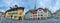 Panorama of Lauferplatz with historic houses of the oldest Matte district of Bern, Switzerland