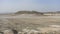 Panorama of layered mountains and hillsides in Kazakh steppe