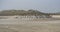 Panorama of layered mountains and hillsides in Kazakh steppe