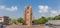 Panorama of the leaning tower Oldehove in Leeuwarden