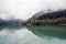 Panorama left-to-right Ritsa lake in the spring morning