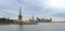 Panorama of Liberty Island and the Statue of Liberty with lower Manhattan in background