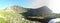 Panorama at Llyn-y-Gadair on cadair idris mountain in snowdonia