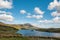 Panorama of Loch Leathan and Old man of Storr rock formations, Isle of Skye