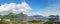 Panorama of Lofoten islands with small town