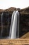 Panorama long exposure of famous Seljalandsfoss waterfall Seljalands river near Ring Road 1 on South Region of Iceland