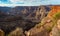 Panorama looking down into the Grand Canyon at the Colorado River