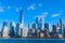 Panorama of Lower Manhattan New York City skyline from Hudson River, New York City, USA