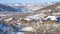 Panorama Luxurious homes in Park City on mountain landscape blanketed with snow in winter