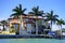 Panorama of Luxury beach house with boat dock