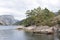 Panorama of Lysefjord Lysefjorden fjord canyon from Lysebotn in Norway