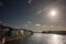 Panorama of the Maastricht Waterfront on the Meuse Maas river with a focus on the hoge brug bridge, in autumn, during a sunny