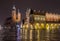 Panorama of Main Market Square at night, Poland, Krakow