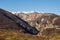 panorama of the Majella mountain in Abruzzo Italy in autumn with the snowy peak from the first snowfall