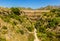 A panorama of the majestic, four storey, Eagle Aqueduct that spans the ravine of Cazadores near Nerja, Spain