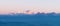 Panorama of majestic Mount Kanchendzonga range of himalayas at first sunrise from Tiger Hill. First ray of sun struck mountain