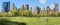 Panorama of Manhattan skyline taken from Central park on sunny day