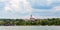 Panorama with Marienmuenster Diessen catholic church and Ammersee Lake Ammer