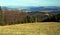 Panorama from meadow near Kozubova hill in early spring Moravskoslezske Beskydy mountains