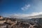 Panorama of the medieval city of Saint Emilion, France with the wineyards in background, during a sunny afternoon.