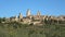 Panorama of the medieval Gimignano, sunny september morning. Tuscany, Italy