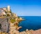 Panorama of the Mediteranean riviera in Antibes, Cote d`Azur, France