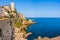 Panorama of the Mediteranean riviera in Antibes, Cote d`Azur, France