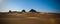 Panorama of Meroe pyramids in the desert at sunrise, Sudan,