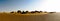 Panorama of Meroe pyramids in the desert at sunrise, Sudan,